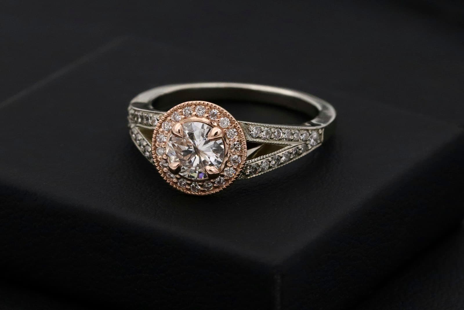 Tsavorite and sapphire three-stone ring