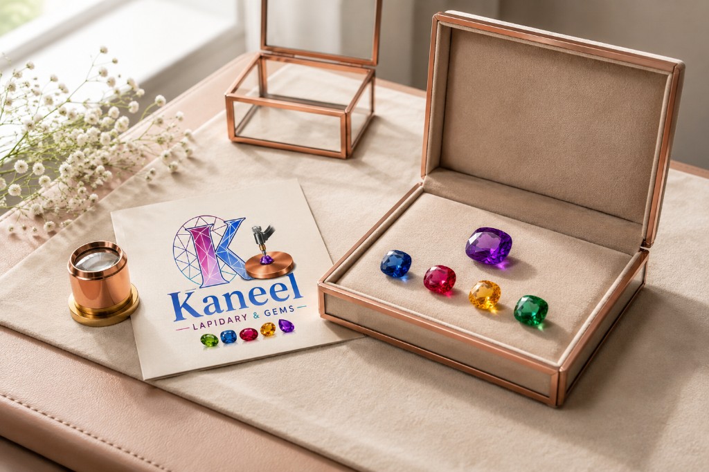 A curated Kaneel gemstone presentation prepared for a private client